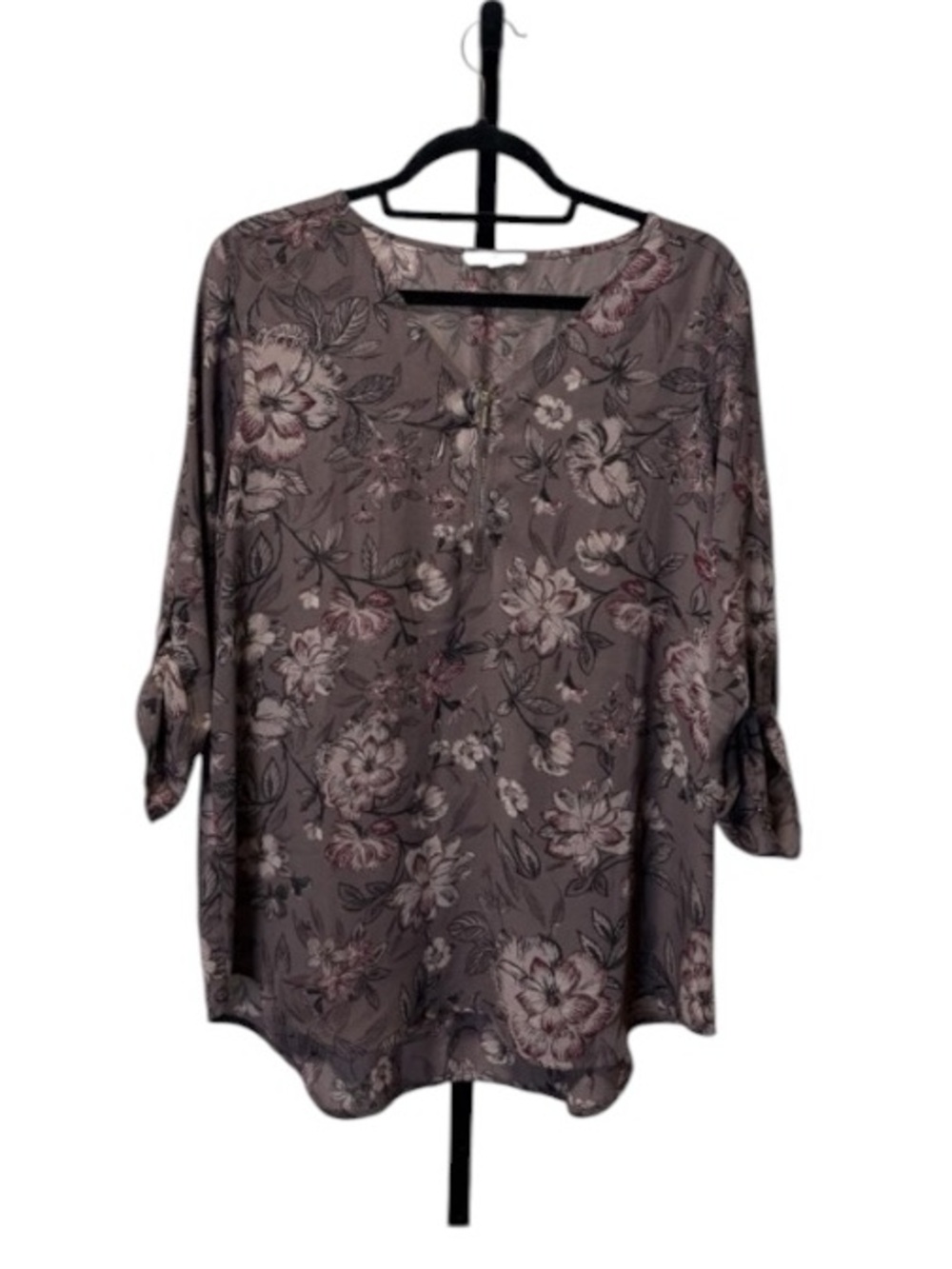 Maurices Mauve Floral V-Neck Tunic